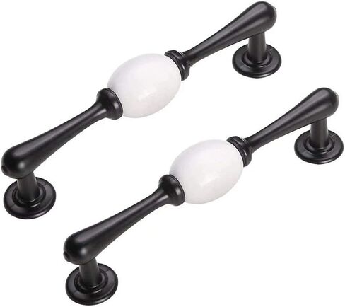 Vintage Ceramic Knobs, 2 pcss for Bathroom Cabinet Kitchen Wardrobe Pulls, Drawer Pulls, Black (Color : Black, Size : Single Hole) in Kuwait