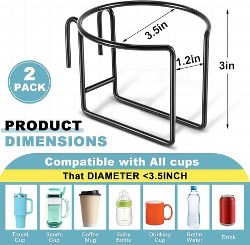 2 Pcs Shopping Cart Cup Holder Updated Portable Cup Holder with Bottom Bar Shopping Cart Drink Holder for Hanging Stainless Steel Cup Holder for Hanging Cup Tapered Cup Milk Bottle in Saudi Arabia