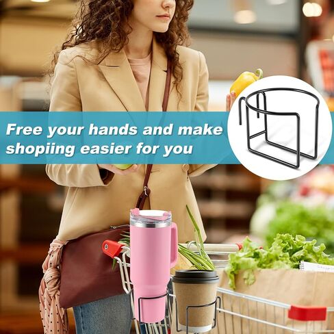 2 Pcs Shopping Cart Cup Holder Updated Portable Cup Holder with Bottom Bar Shopping Cart Drink Holder for Hanging Stainless Steel Cup Holder for Hanging Cup Tapered Cup Milk Bottle in Saudi Arabia