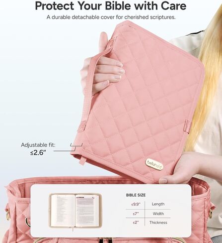Large Bible Bag with Bible Cover Case for Women, Church Bag with Shoulder Strap, Quilted Bible Cover for Bible Study Supplies, a Christian Gift for Women, Navy in Saudi Arabia