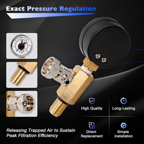 RV40500 Air Relief Valve and Gauge Assembly - صمام نحاسي وقياس مع الاتصال الهاتفي متوافق مع Zodiac Jandy CV و CL و DEV و DEL و JS Series ومرشحات سبا- استبدال#R0357200 in Saudi Arabia