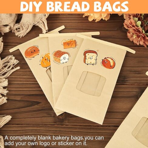 QTLCOHD 150 PCS أكياس مخبز صغيرة مع نافذة 3.54 × 2.36 × 6.7 TIN TIN TIB BROWN LOCK Kraft Paper Bread for Cookies ، Treat ، القهوة ، المعجنات in Kuwait
