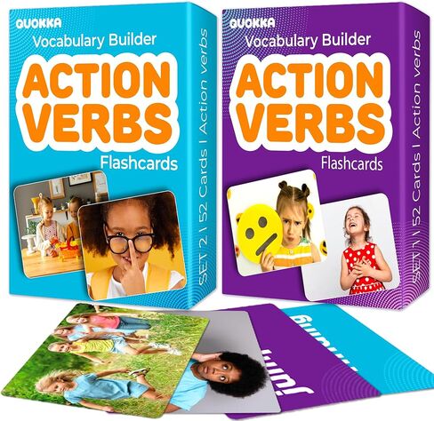 Quokka Vine Quokka 260 Action Verbs Flash بطاقات فلاش لمواد علاج الكلام ESL التدريس - منشئ المفردات التعليمية مع صور واقعية للأطفال البالغين - بطاقات صور لتعلم الكلام in Saudi Arabia