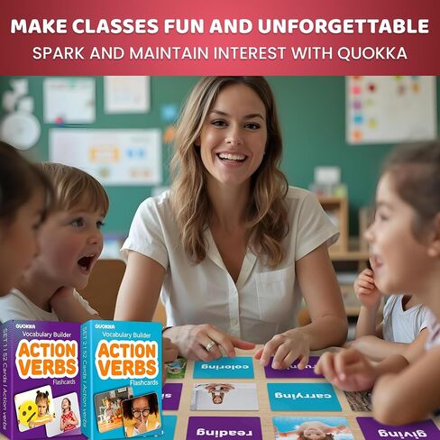 Quokka Vine Quokka 260 Action Verbs Flash بطاقات فلاش لمواد علاج الكلام ESL التدريس - منشئ المفردات التعليمية مع صور واقعية للأطفال البالغين - بطاقات صور لتعلم الكلام in Saudi Arabia