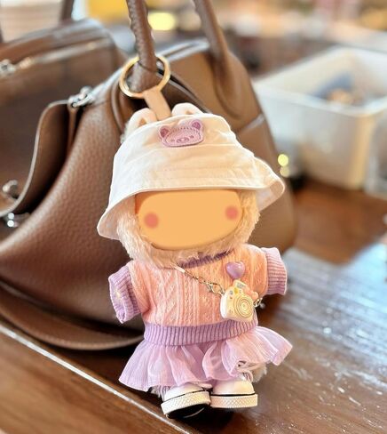 5-Piece 17cm Doll Outfit Set - Knit Top, Mini Replica Camera - Pink Fashion Outfit Set for Collectible Figures - （Hats, Dresses, Skirts, Slung Accessories Cameras, Shoes ） No Doll Included in Kuwait