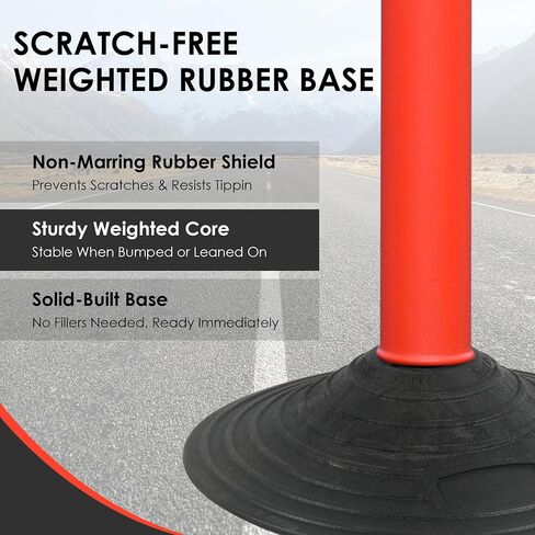 6 Pack Traffic Delineator Posts with Base, Traffic Safety Cones with Reflective Collars and 6.5 FT Chain for Road Safety,Parking Lot, Crowd Control (Red, 6 Pack) in Saudi Arabia