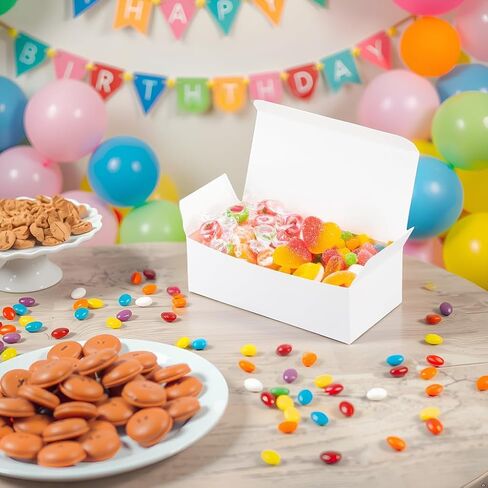 UnicoPak 20 Pack 1 Lb. Candy Boxes, Food Grade White Small Gift Boxes for Fudge Candy Chocolate Treat Goodie, Ideal for Birthday Christmas Party Homemade Business, 7 1/8" x 3 3/8" x 2" in Kuwait