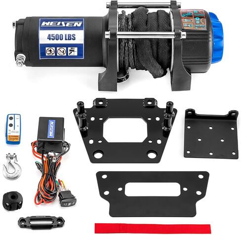 Weisen 4500lb Winch Kit مع Switch Rocker و Winch Mount متوافق مع Kawasaki Teryx KRX 1000 4 2020-2025 ، مع خط اصطناعي 32 قدم Hawse Fairlead و Line Stopper in Kuwait