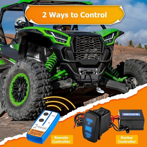 Weisen 4500lb Winch Kit مع Switch Rocker و Winch Mount متوافق مع Kawasaki Teryx KRX 1000 4 2020-2025 ، مع خط اصطناعي 32 قدم Hawse Fairlead و Line Stopper in Kuwait