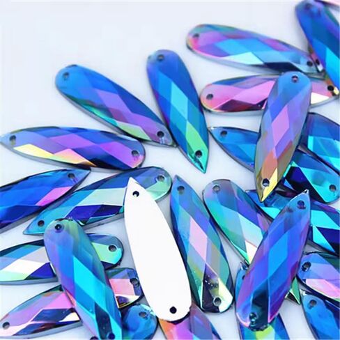 100PCS 28x8mm Sew on Rhinestones AB Color Crystal Gems Jewels for Crafting, Large Water Drop Flatback Sew on Gemstone 2 Hole for Crafts Clothes Bag Shoes Wedding Dress Decorations(00 Mixed Colors AB) in Saudi Arabia