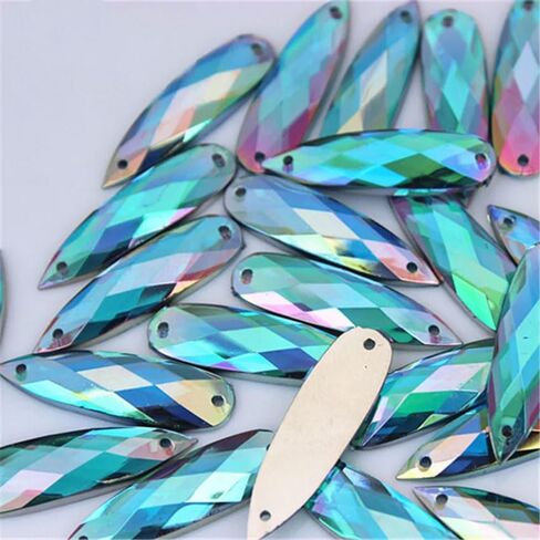 100PCS 28x8mm Sew on Rhinestones AB Color Crystal Gems Jewels for Crafting, Large Water Drop Flatback Sew on Gemstone 2 Hole for Crafts Clothes Bag Shoes Wedding Dress Decorations(00 Mixed Colors AB) in Saudi Arabia