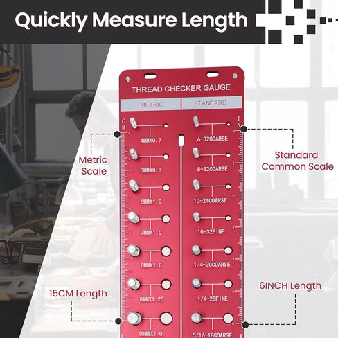مدقق مؤشر ترابط الجوز والترباس ، 14 قياسيًا و 14 مقياسًا للتربث والمعرف الجوز ، وحجم الترباس ومقياس الخيط مع مسطرة بوصة و Centimeter ، مدقق خيط من الألومنيوم الصلب in Kuwait
