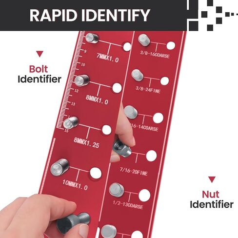 مدقق مؤشر ترابط الجوز والترباس ، 14 قياسيًا و 14 مقياسًا للتربث والمعرف الجوز ، وحجم الترباس ومقياس الخيط مع مسطرة بوصة و Centimeter ، مدقق خيط من الألومنيوم الصلب in Kuwait
