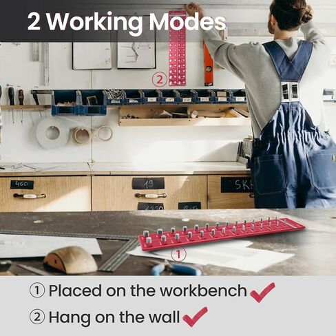 مدقق مؤشر ترابط الجوز والترباس ، 14 قياسيًا و 14 مقياسًا للتربث والمعرف الجوز ، وحجم الترباس ومقياس الخيط مع مسطرة بوصة و Centimeter ، مدقق خيط من الألومنيوم الصلب in Kuwait