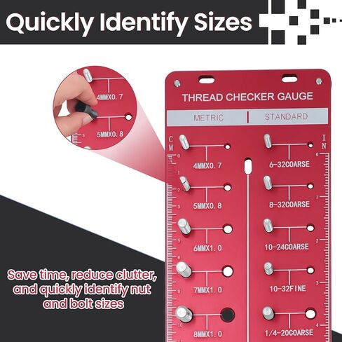 مدقق مؤشر ترابط الجوز والترباس ، 14 قياسيًا و 14 مقياسًا للتربث والمعرف الجوز ، وحجم الترباس ومقياس الخيط مع مسطرة بوصة و Centimeter ، مدقق خيط من الألومنيوم الصلب in Kuwait