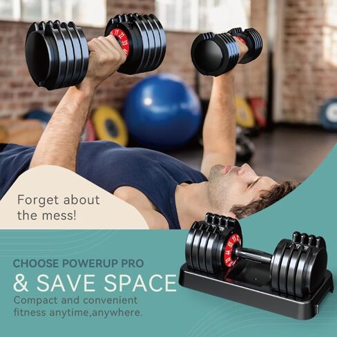 25/55lbs Adjustable Dumbbells Set, Dumbbells with Anti-Slip Metal Handle for Exercise & Fitness Fast Adjust Weight for Full Body Workout Fitness in Saudi Arabia