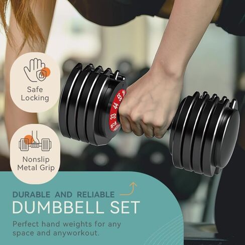 25/55lbs Adjustable Dumbbells Set, Dumbbells with Anti-Slip Metal Handle for Exercise & Fitness Fast Adjust Weight for Full Body Workout Fitness in Saudi Arabia