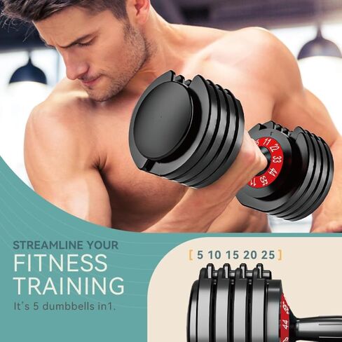 25/55lbs Adjustable Dumbbells Set, Dumbbells with Anti-Slip Metal Handle for Exercise & Fitness Fast Adjust Weight for Full Body Workout Fitness in Saudi Arabia