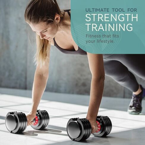 25/55lbs Adjustable Dumbbells Set, Dumbbells with Anti-Slip Metal Handle for Exercise & Fitness Fast Adjust Weight for Full Body Workout Fitness in Saudi Arabia