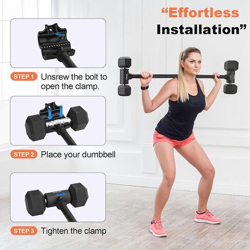 Dummbell to Barbell Converter ، تحويل Dummbells إلى Barbell Bar ، محول Dummbell Barbell لصالة الألعاب الرياضية المنزلية ، قابلة للتعديل إلى 200 رطل سعة in Kuwait