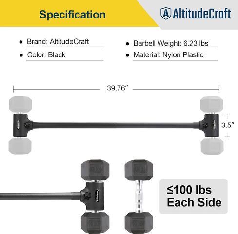 Dummbell to Barbell Converter ، تحويل Dummbells إلى Barbell Bar ، محول Dummbell Barbell لصالة الألعاب الرياضية المنزلية ، قابلة للتعديل إلى 200 رطل سعة in Kuwait