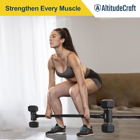 Dummbell to Barbell Converter ، تحويل Dummbells إلى Barbell Bar ، محول Dummbell Barbell لصالة الألعاب الرياضية المنزلية ، قابلة للتعديل إلى 200 رطل سعة in Kuwait