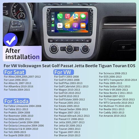 Car Radio for VW Volkswagen Seat Golf Passat Jetta Beetle Tiguan Touran EOS 7" Touchscreen CarPlay Upgrade Bluetooth Stereo with Android Auto GPS Navigation WiFi FM Backup Camera in Saudi Arabia