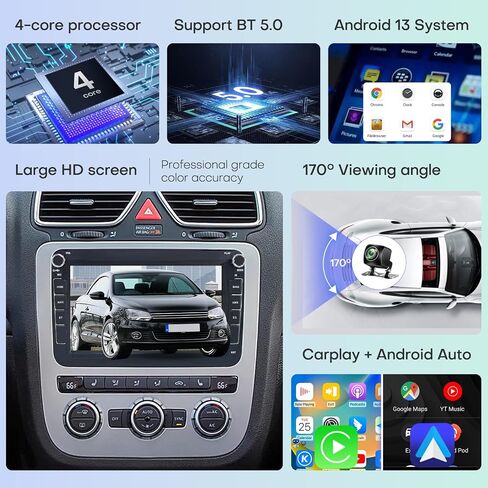 Car Radio for VW Volkswagen Seat Golf Passat Jetta Beetle Tiguan Touran EOS 7" Touchscreen CarPlay Upgrade Bluetooth Stereo with Android Auto GPS Navigation WiFi FM Backup Camera in Saudi Arabia