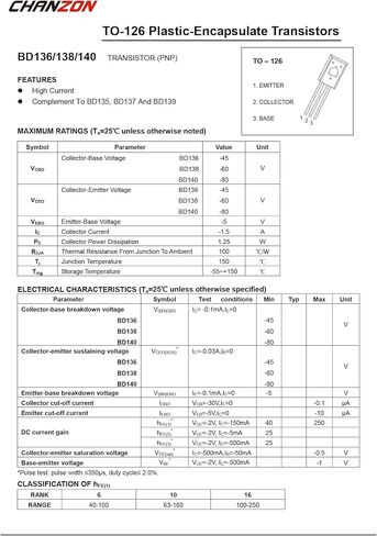 Chanzon 10pcs BD140 TO -126 PNP Power Transistor -1.5a in Saudi Arabia
