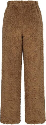 Women's Fuzzy Lounge Pants Drawstring Elastic High Waist Straight Leg Warm Solid Color Comfy Loose Cute Pj Bottoms in Saudi Arabia