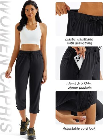 MAGCOMSEN Women's Hiking Capris Pants UPF 50+ Lightweight Quick Dry Workout Travel Summer Casual Pants Zipper Pockets in Saudi Arabia