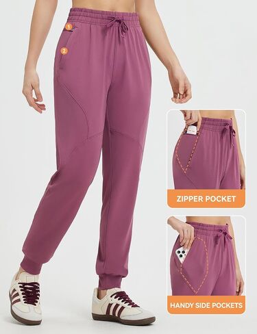 baleaf Women's Joggers Running Hiking Pants with Zipper Pockets Lightweight Athletic Travel Sweatpants Workout Jogging in Saudi Arabia