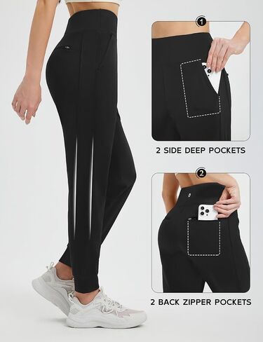 baleaf Women's Fleece Lined Joggers Water Resistant Hiking Pants High Waisted Winter Thermal Sweatpants Zipper Pockets in Saudi Arabia
