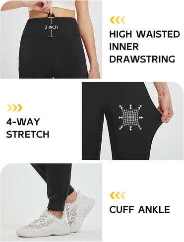 baleaf Women's Fleece Lined Joggers Water Resistant Hiking Pants High Waisted Winter Thermal Sweatpants Zipper Pockets in Saudi Arabia