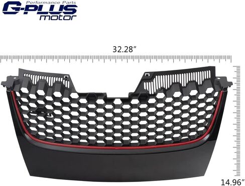 G-PLUS Front Bumper Hood Grille W/Red Trim, Compatible with Volkswagen Golf 7.5 2017-2019, 5GM853651AGCEE, 5GM853651AJCEE in Saudi Arabia