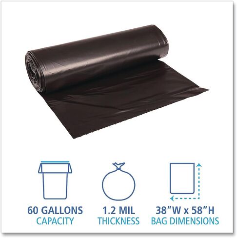 Boardwalk 519 SH-Grade Repro Can Liners, 38x58, 60gal, 1.2mil, Black, 10 Bag/Roll, 10 Roll/CT in Saudi Arabia