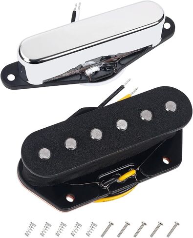 Banworks Alnico 5 Guitar Pickup 8.2k/7.6k الناتج المرتفع 50 مم/54 ملم لقطات الرقبة/الجسر مجموعة التقاطات لفائف واحدة مجموعة الألياف الكبار لـ Telecaster Tele TL حزمة الغيتار الكهربائية من 2 JT/SYQ-05 in Kuwait