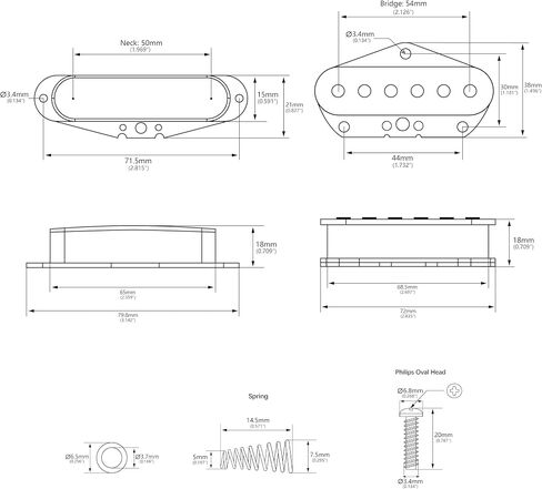 Banworks Alnico 5 Guitar Pickup 8.2k/7.6k الناتج المرتفع 50 مم/54 ملم لقطات الرقبة/الجسر مجموعة التقاطات لفائف واحدة مجموعة الألياف الكبار لـ Telecaster Tele TL حزمة الغيتار الكهربائية من 2 JT/SYQ-05 in Kuwait