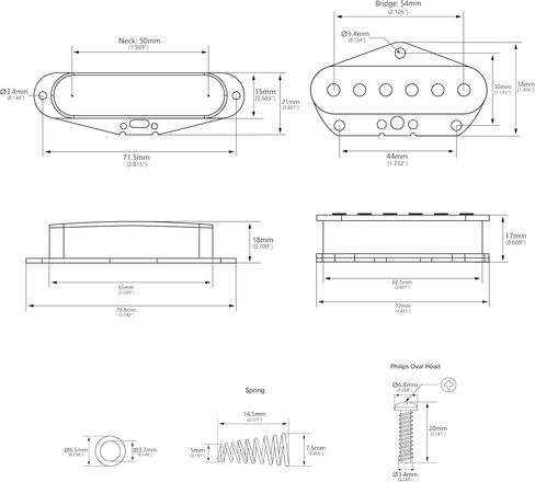 Banworks Alnico 5 Guitar Pickup 8.2k/7.6k الناتج المرتفع 50 مم/54 ملم لقطات الرقبة/الجسر مجموعة التقاطات لفائف واحدة مجموعة الألياف الكبار لـ Telecaster Tele TL حزمة الغيتار الكهربائية من 2 JT/SYQ-05 in Kuwait
