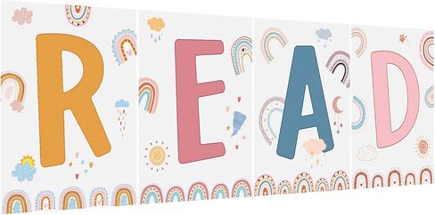 Qeeenar Reading Posters Read Sign Set Boho Farmhouse Library Decor Classroom Reading Corner Decoration Classroom Supplies Decor Bulletin Board for Daycare Kindergarten Preschool Middle School in Saudi Arabia
