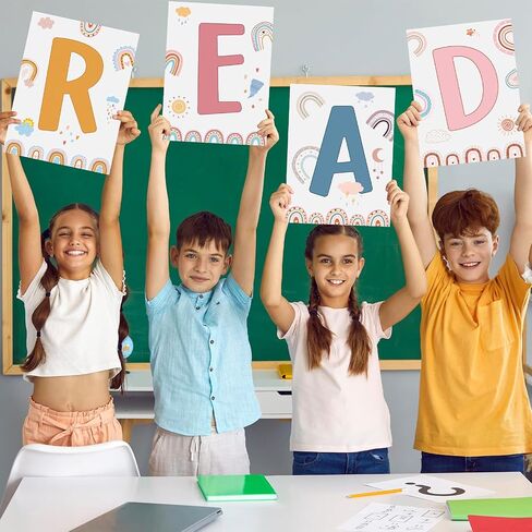Qeeenar Reading Posters Read Sign Set Boho Farmhouse Library Decor Classroom Reading Corner Decoration Classroom Supplies Decor Bulletin Board for Daycare Kindergarten Preschool Middle School in Saudi Arabia