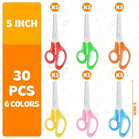 5'' Kids Scissors, 180 Pack Safety Children Scissors for School, Stainless Steel Blades Blunt Tip Scissor for Teacher Students,Comfort-Grip Handle Craft Scissor for Art Classroom Use, Assorted Colors in Saudi Arabia