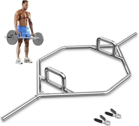 Gymax Olympic Polling Bar - 56 "chrome hex hex exiture bar for quats ، deadlifts ، trurgs & power pows ​​- 800 £ in Saudi Arabia
