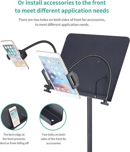 Professional Orchestra Sheet Music Stand, Adjustable Height Metal Music Book Stand Holder for Digital Piano Keyboard Wind Instruments Guitar Violin Players - w/A Phone & Tablet Holder in Kuwait