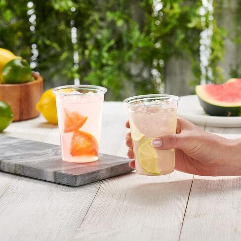 GUSTO [16 oz. - 100 Pack] Crystal PET Clear Plastic Cups for Party - Ideal for Cold Beverages, Smoothies, and Parties-(Formerly Comfy Package) in Saudi Arabia