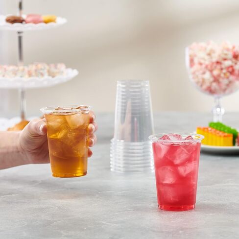 GUSTO [16 oz. - 100 Pack] Crystal PET Clear Plastic Cups for Party - Ideal for Cold Beverages, Smoothies, and Parties-(Formerly Comfy Package) in Saudi Arabia