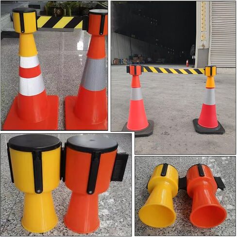 6.6/9.8/16/32FT Cone Barrier Tape, Retractable Belt Barrier for most traffic cones, Vehicle Road Cone Connecting Belt,with automatic rebound(B,5M/16FT) in Saudi Arabia