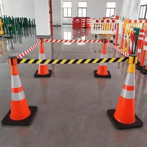 6.6/9.8/16/32FT Cone Barrier Tape, Retractable Belt Barrier for most traffic cones, Vehicle Road Cone Connecting Belt,with automatic rebound(B,5M/16FT) in Saudi Arabia
