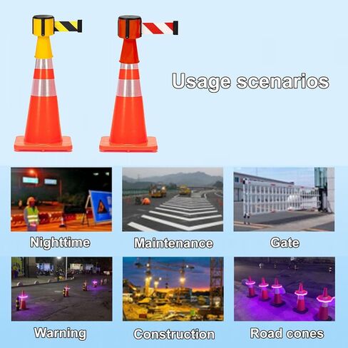 6.6/9.8/16/32FT Cone Barrier Tape, Retractable Belt Barrier for most traffic cones, Vehicle Road Cone Connecting Belt,with automatic rebound(B,5M/16FT) in Saudi Arabia