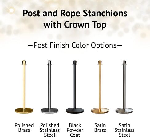 Celine Set of 2 Post and Rope Stanchion, Roller Base, (Polished Brass Post, Crown Top) in Saudi Arabia
